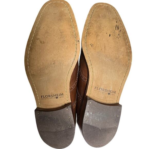 Florsheim Men’s 11D Wingtip Oxford‎ Shoes Brown Leather Brogue Dress - Picture 8 of 14
